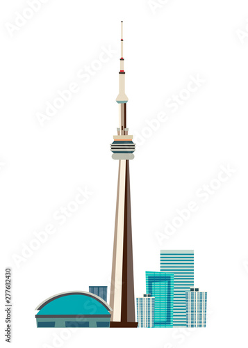 Canada city skyline vector dooddle illustration. Toronto city flat cartoon style icon isolated on white background