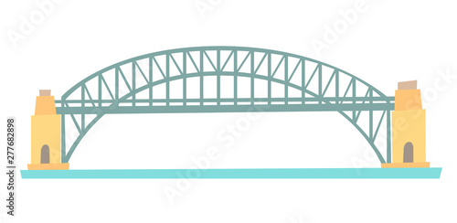 Sydney Harbour bridge vector illustration. Harbour bridge flat cartoon style icon isolated on white background