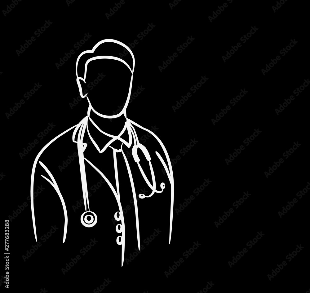 Doctor - Medical Icon, Line Art Design Vector Background. Doctor - Medical Icon, Line Art Design Vector Background.