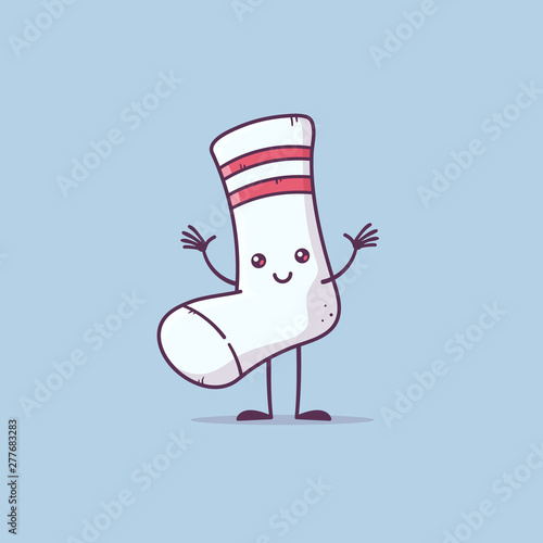 Happy sock cartoon mascot character vector illustration