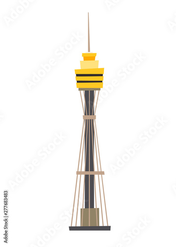 TV tower vector illustration. TV tower flat cartoon style icon isolated on white background