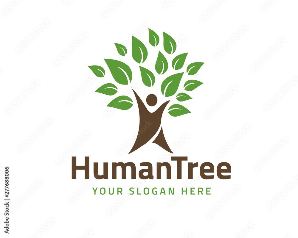 Obraz premium People Tree Vector Logo Template