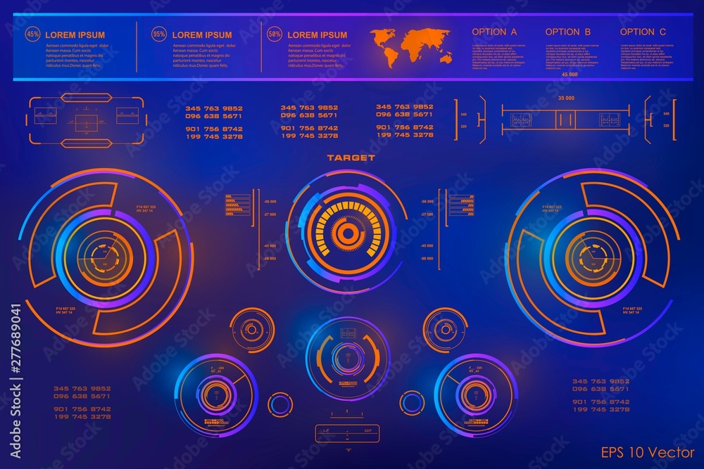 Futuristic virtual graphic touch user interface, target Futuristic virtual graphic touch user interface, target