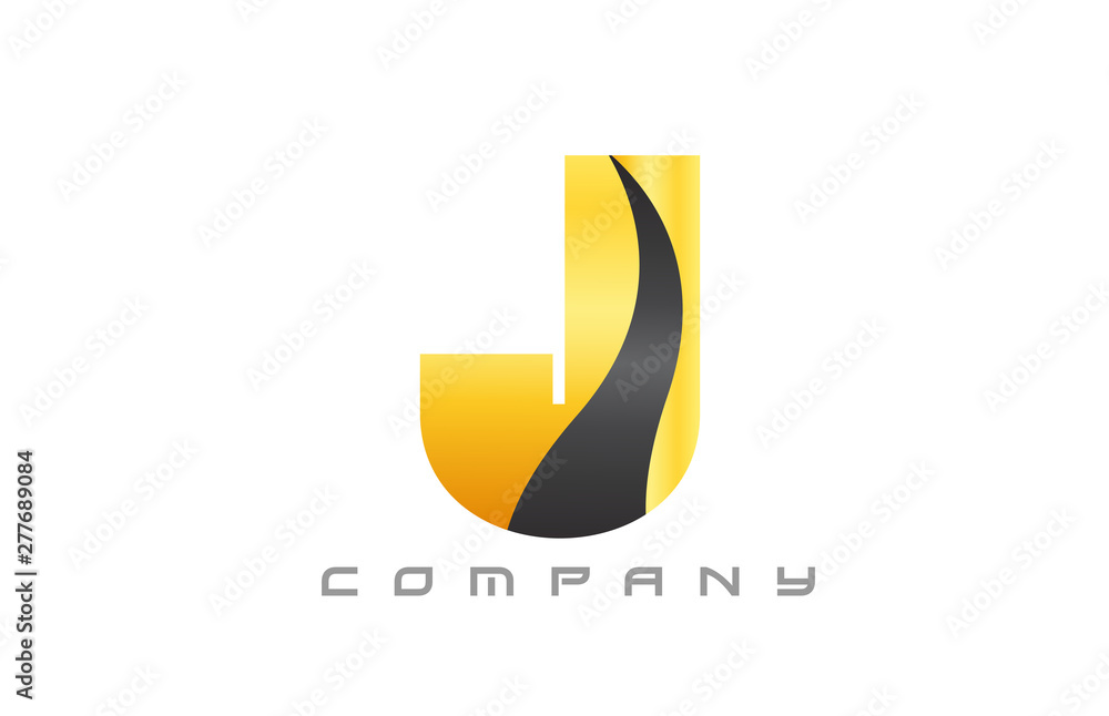 J yellow black alphabet letter logo icon design J yellow black alphabet letter logo icon design