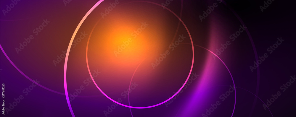 Shiny neon lights, dark abstract background with blurred magic neon light curved lines Shiny neon lights, dark abstract background with blurred magic neon light curved lines