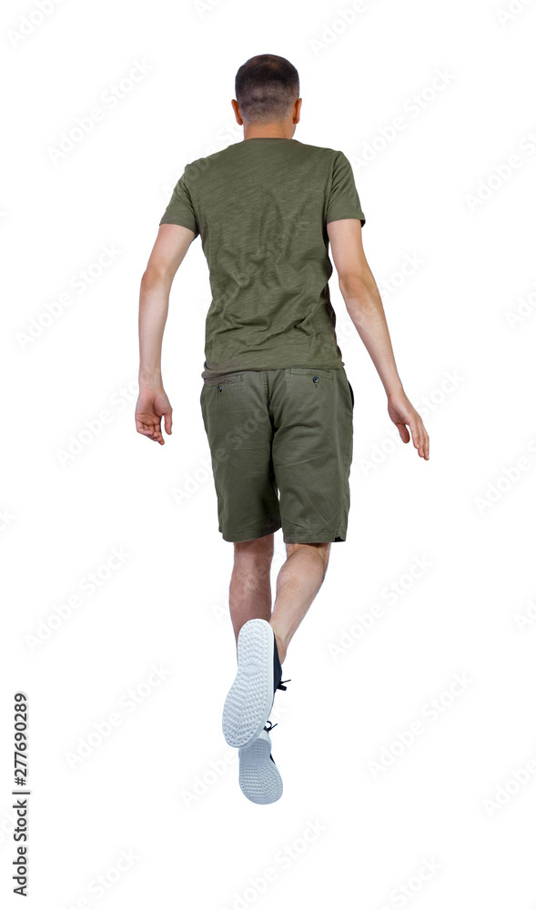 Foto Back view of man in zero gravity or a fall.