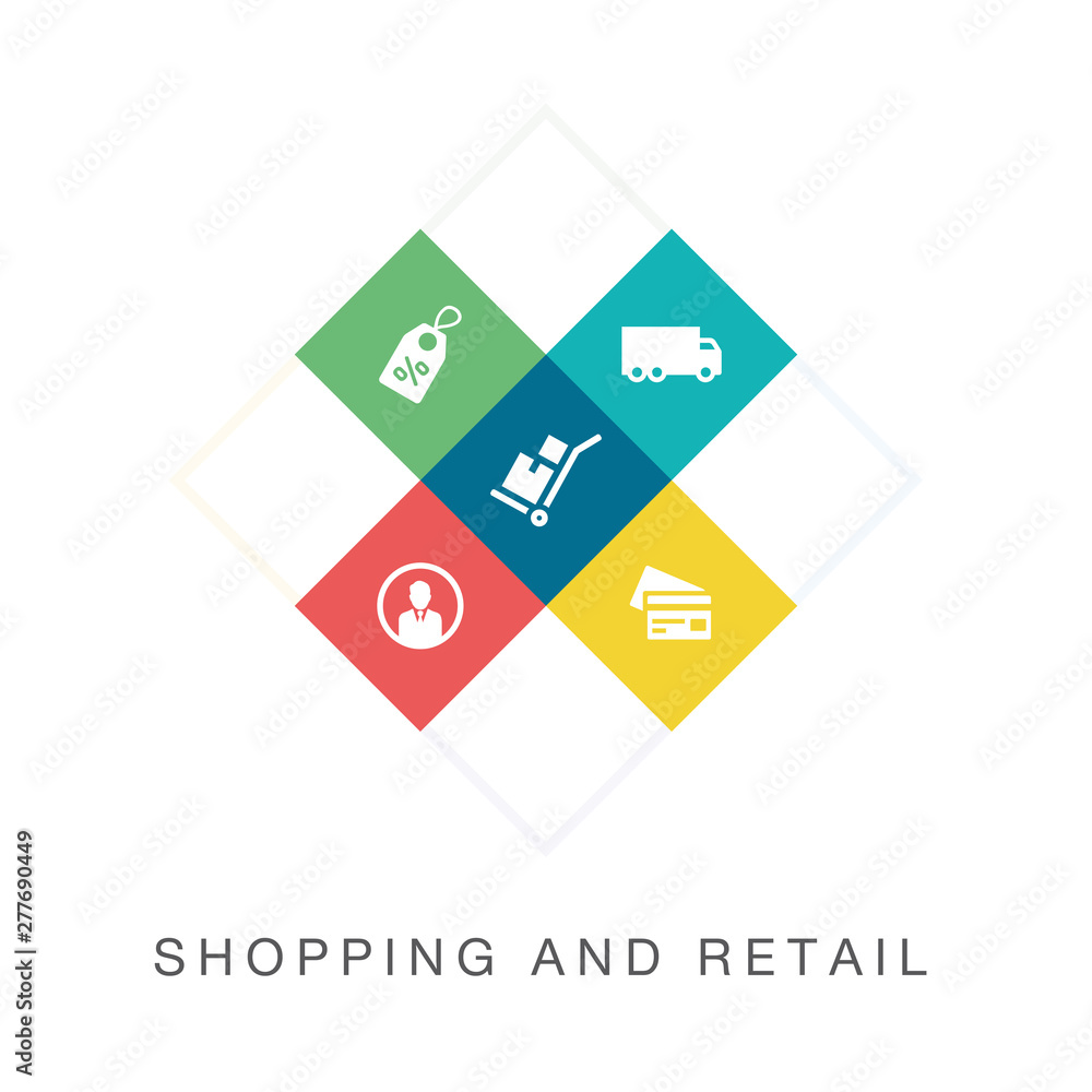SHOPPING AND RETAIL ICON CONCEPT SHOPPING AND RETAIL ICON CONCEPT