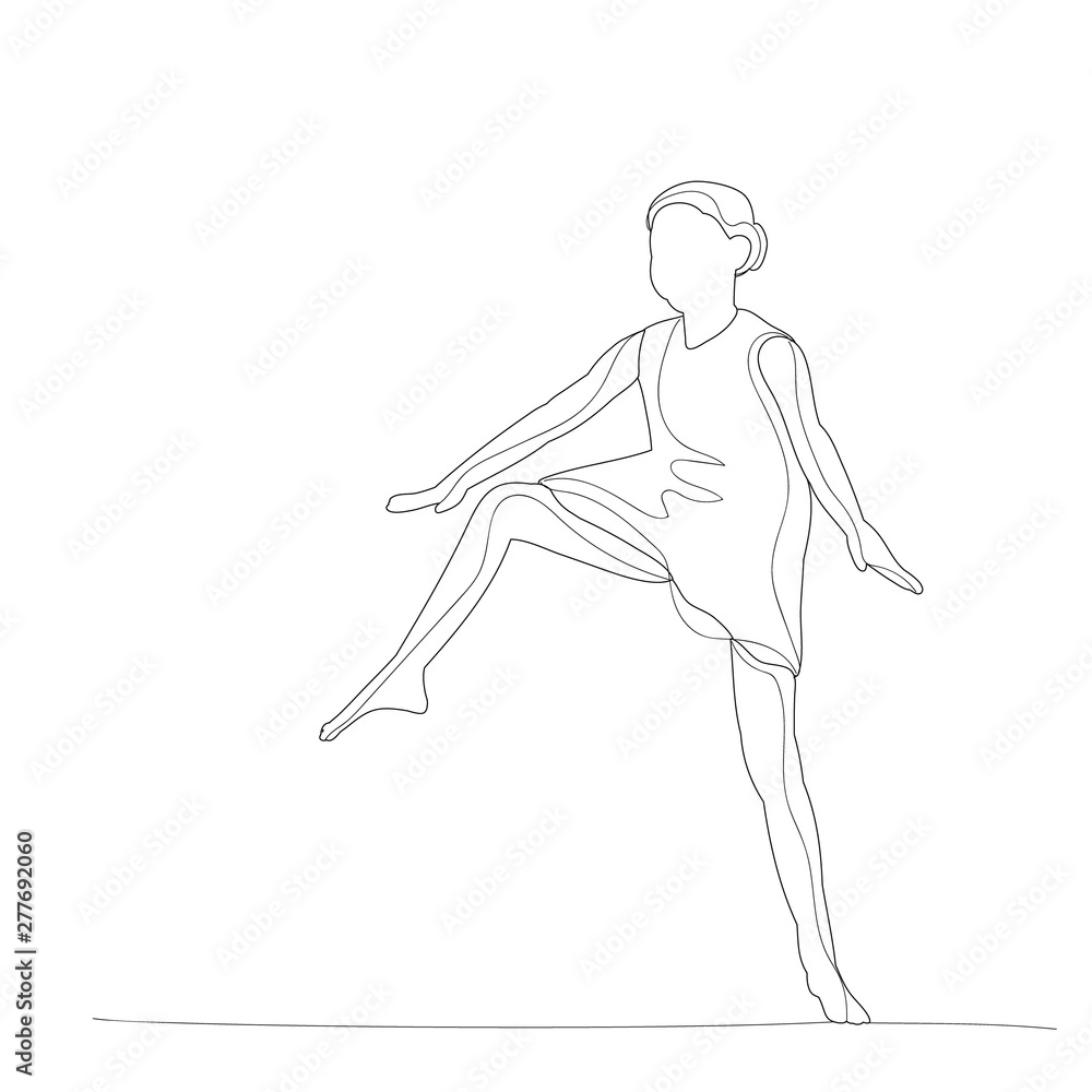sketch with lines, girl dancing dance sketch with lines, girl dancing dance
