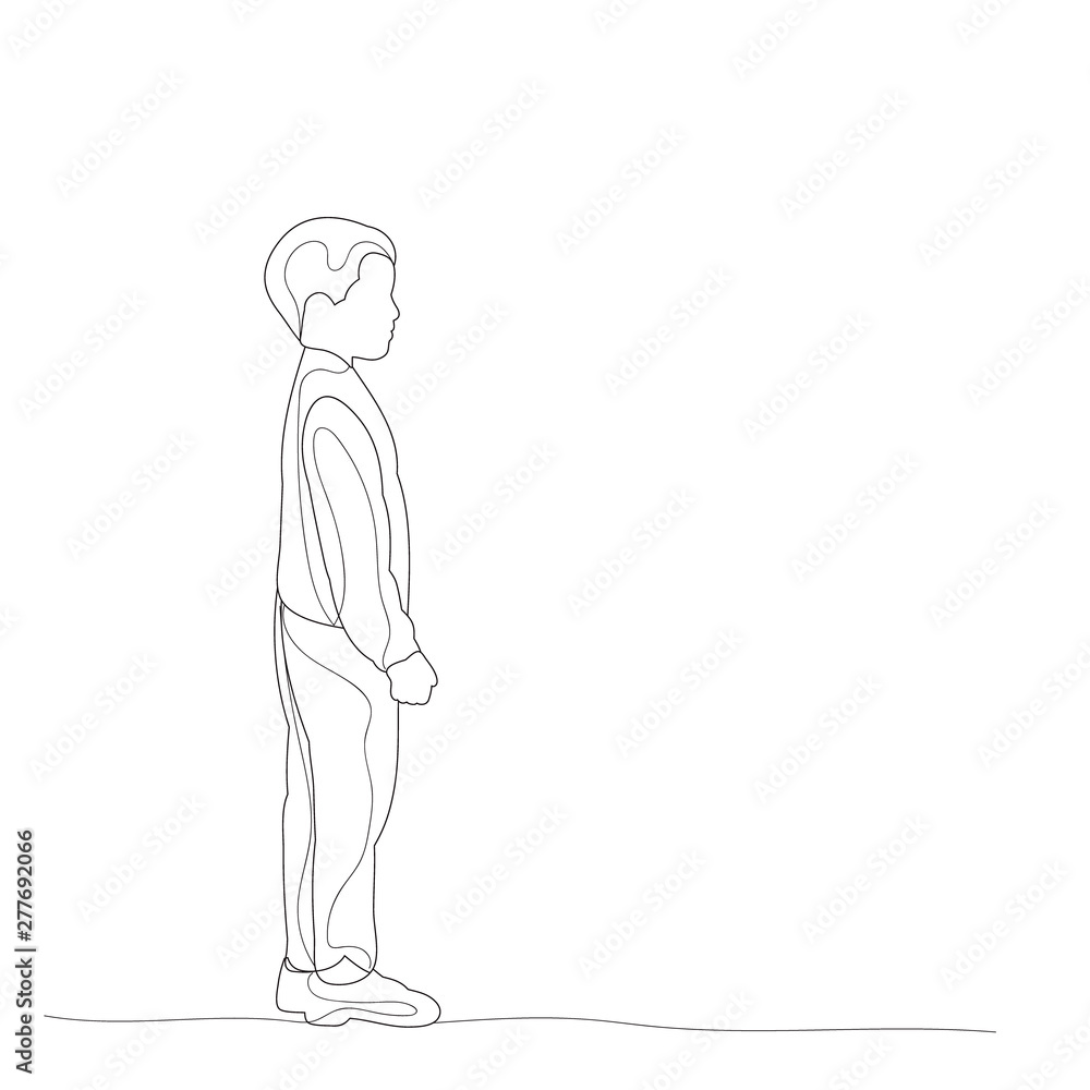vector, isolated, sketch with lines, boy coming