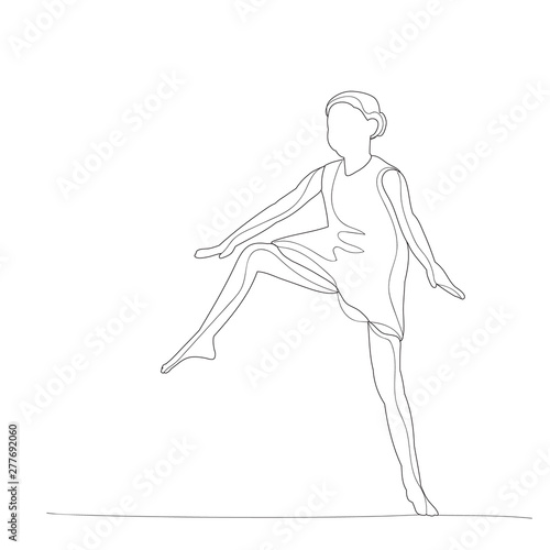 sketch with lines, girl dancing dance