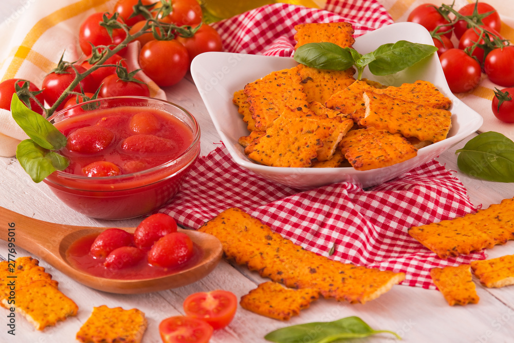 Tomato crackers. Tomato crackers.