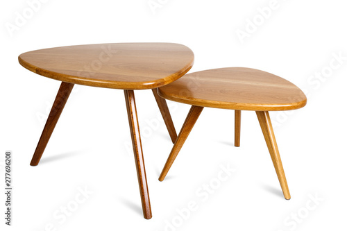 Set of retro wooden coffee table on white background ,included clipping path