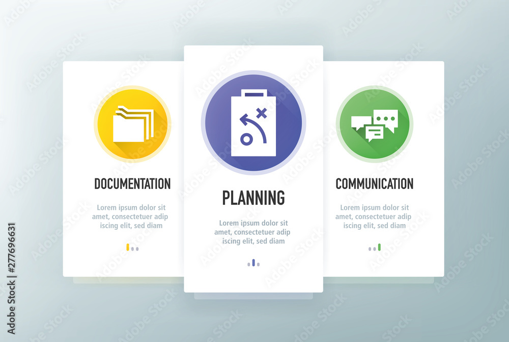 Workflow Icons for Website and mobile app onboarding screens vector template stock illustration Workflow Icons for Website and mobile app onboarding screens vector template stock illustration