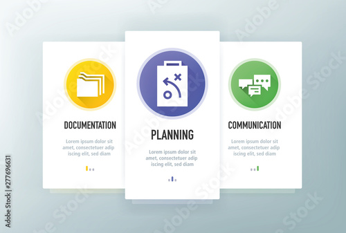 Workflow Icons for Website and mobile app onboarding screens vector template stock illustration