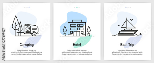 Tourism And Travel Icons for Website and mobile app onboarding screens vector template stock illustration