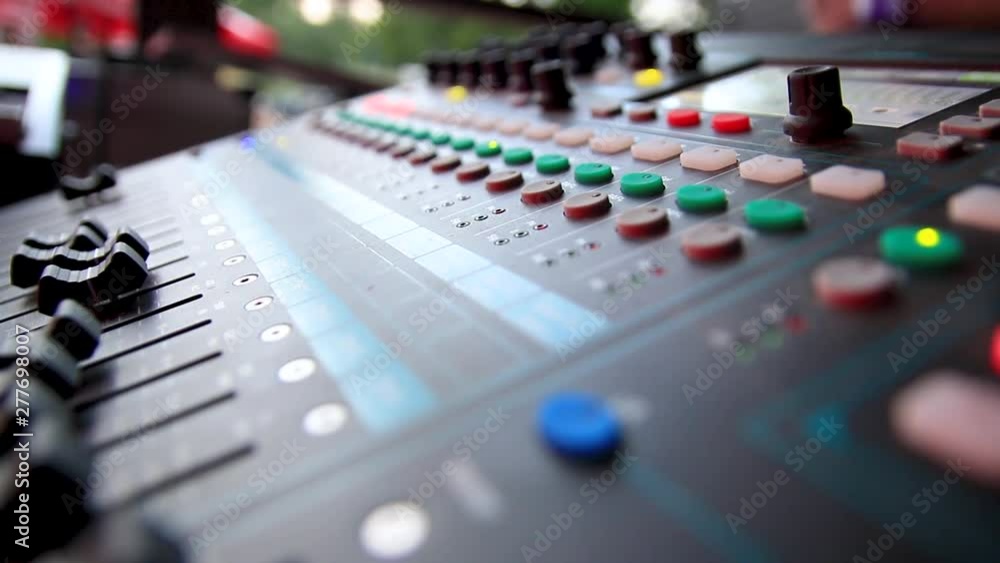 Close up of an Audio Mix Console, Sound Mixer Close up of an Audio Mix Console, Sound Mixer