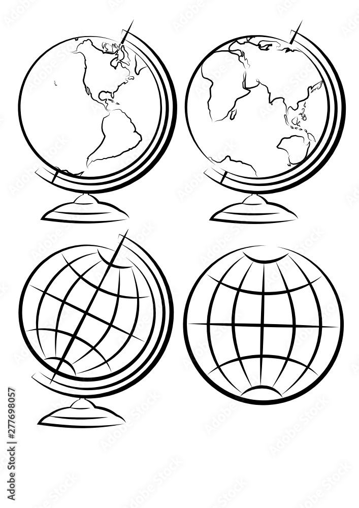 earth globe vector set, eastern and western hemisphere Stock Vector ...