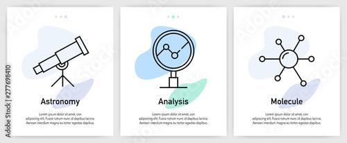 Science Icons for Website and mobile app onboarding screens vector template stock illustration