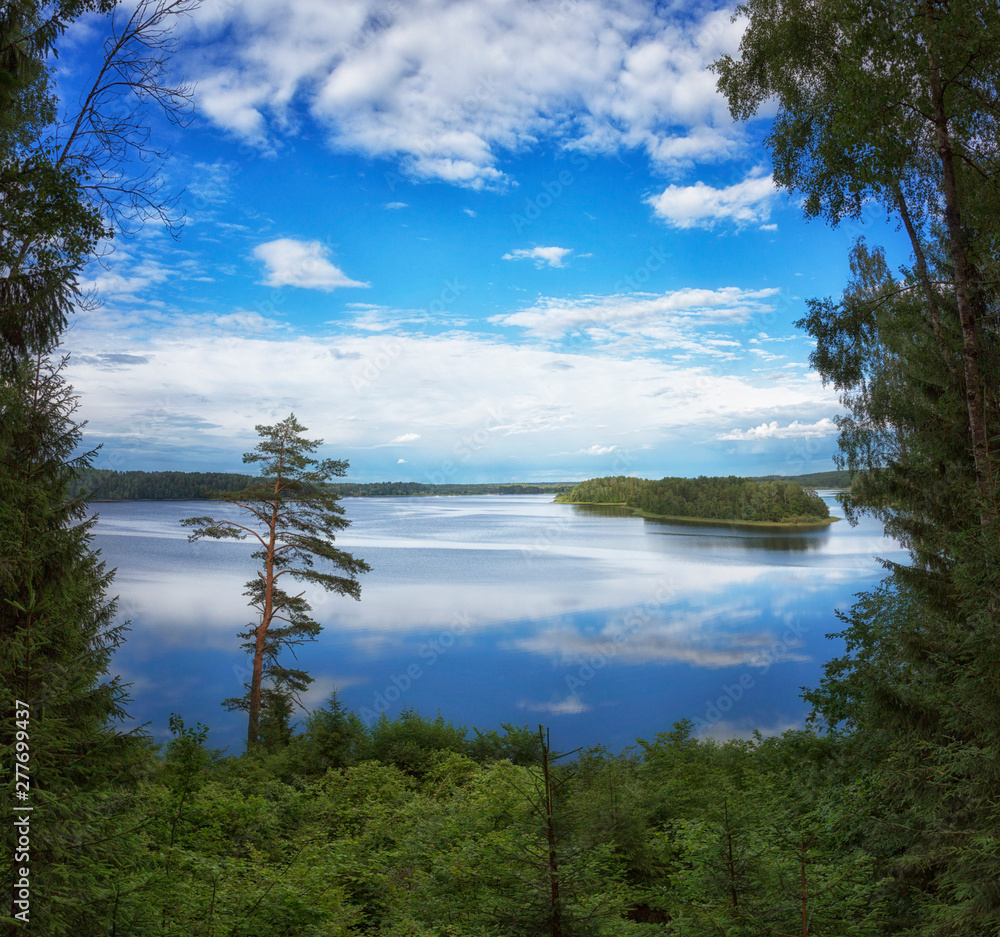 Beautiful view of Sapsho lake in summer, Smolensk region, Russia Beautiful view of Sapsho lake in summer, Smolensk region, Russia