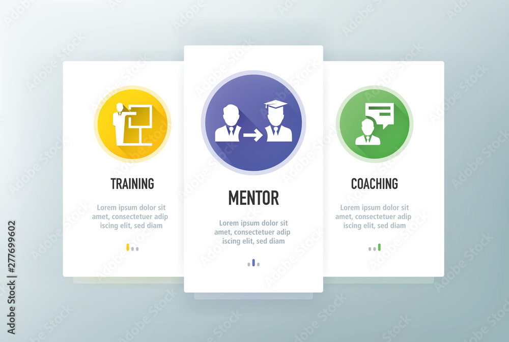 Mentoring Icons for Website and mobile app onboarding screens vector template stock illustration