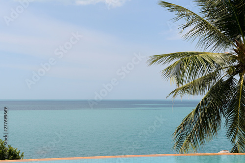 View of the ocean from the luxurious swimming pool. Tropical resort © Talulla