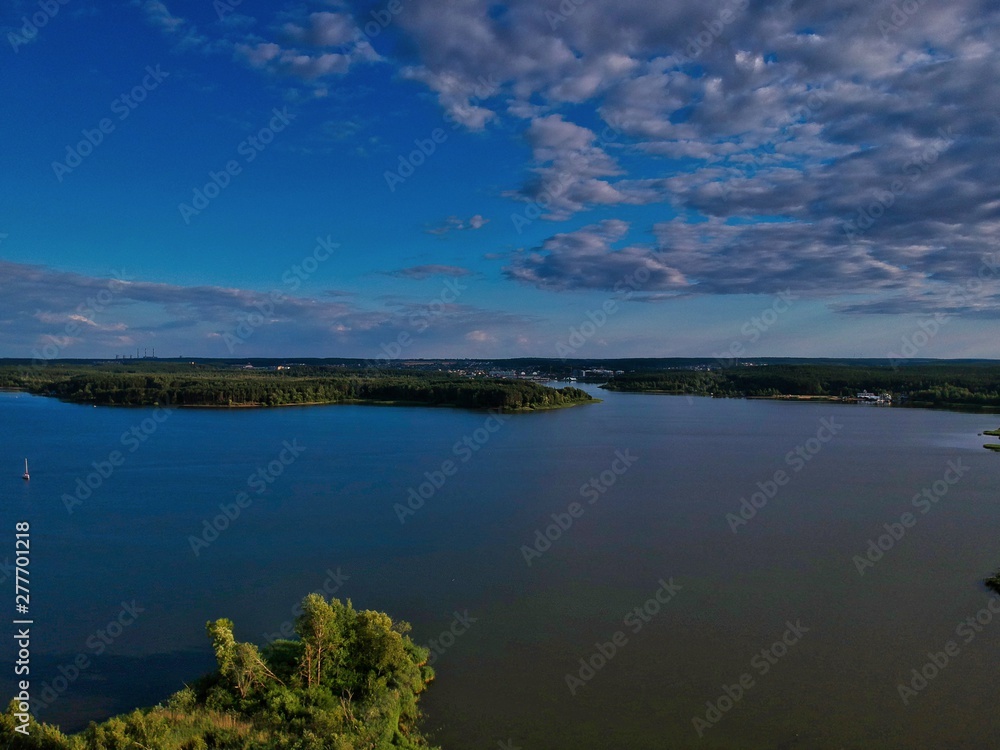 view of lake and blue sky