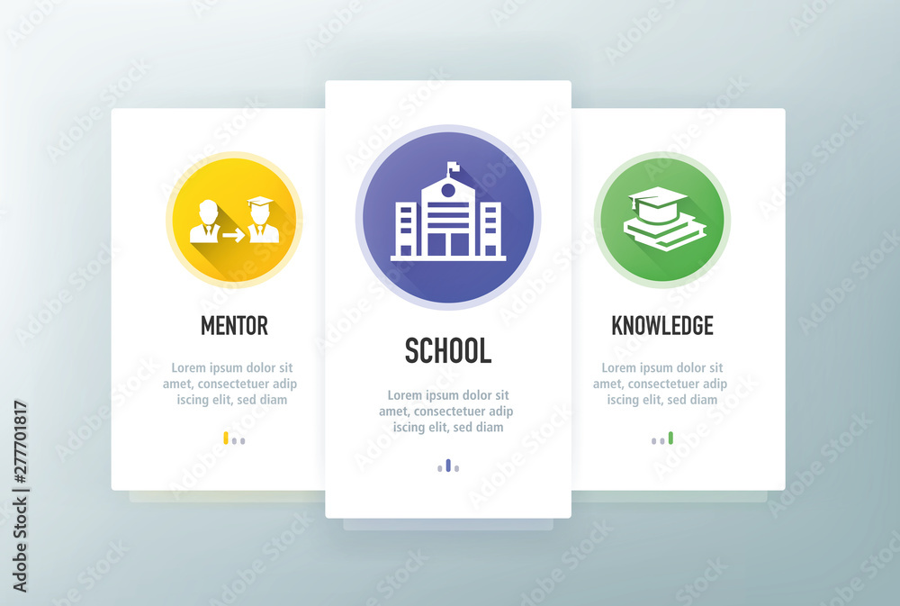 Education Icons for Website and mobile app onboarding screens vector template stock illustration Education Icons for Website and mobile app onboarding screens vector template stock illustration