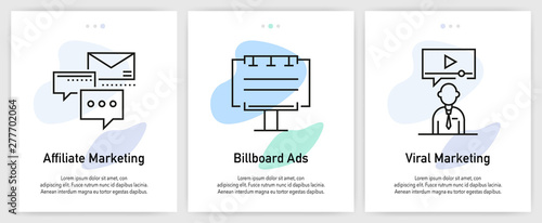 Digital Marketing Icons for Website and mobile app onboarding screens vector template stock illustration