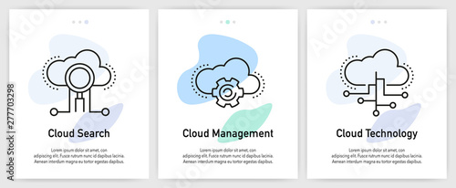 Cloud Technology Icons for Website and mobile app onboarding screens vector template stock illustration