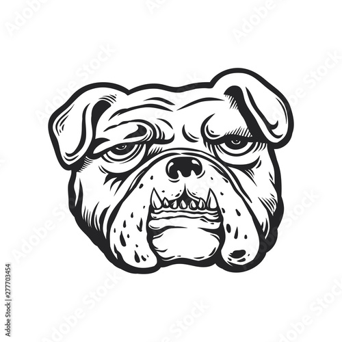 illustration of bulldog head  sticker vector