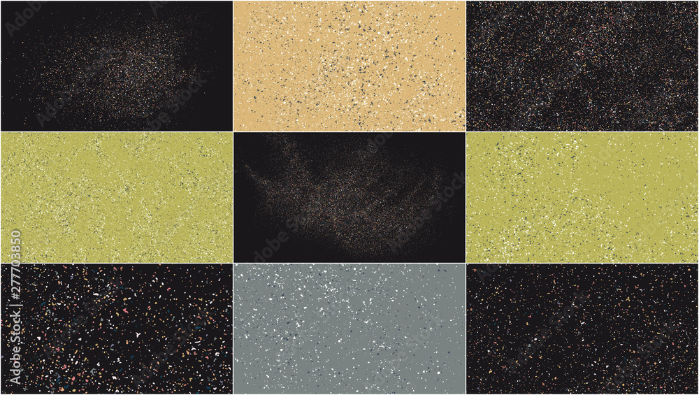 Set of Terrazzo Pattern. Abstract Background. Texture Design Elements. Widescreen 16 : 9. Vector Illustration, EPS 10.