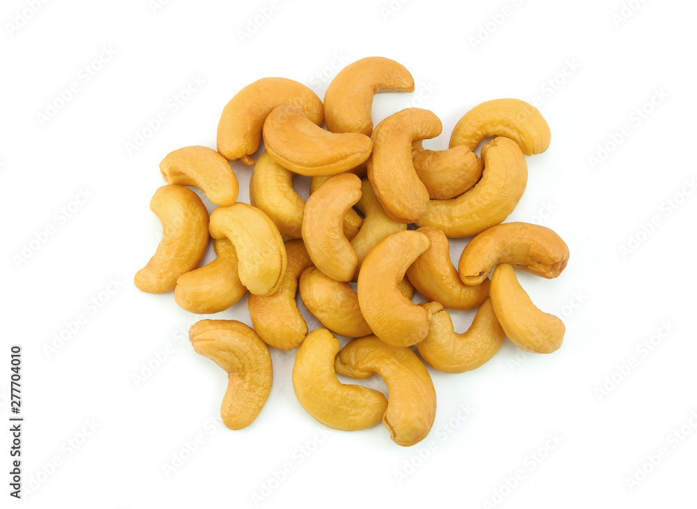 pile of cashews nut on white background pile of cashews nut on white background