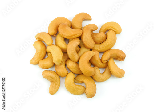 pile of cashews nut on white background