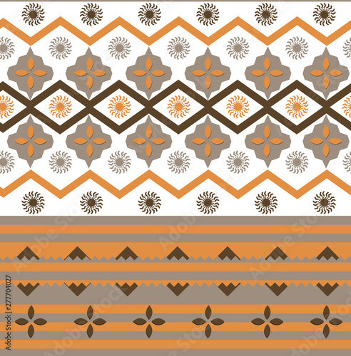 Ancient/tribal style inspired repetitive decorative design for wallpaper/tiles/print/textile/home decor with orange and burnt umber colors