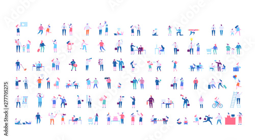 Men and women vector set. Crowd. Different people. Flat vector characters isolated on white background.	