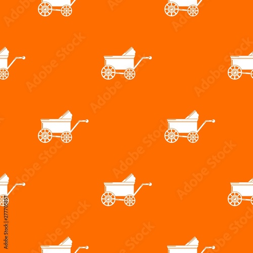 Baby carriage ancient pattern vector orange for any web design best