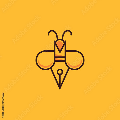 Writer bee logo design inspiration