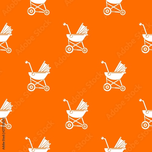 Baby carriage retro pattern vector orange for any web design best
