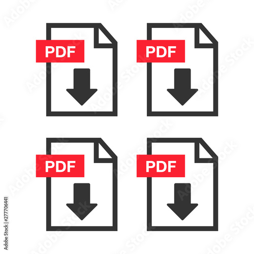 PDF Document icon set. File Icons. PDF file download icon © 3dwithlove