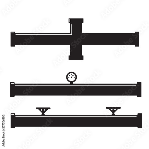 Water pipes and taps vector silhouette. Pipe fittings vector icons set