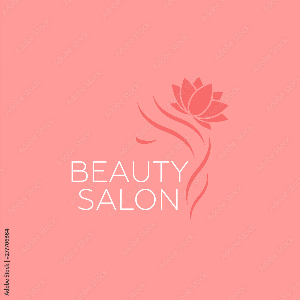 Beautiful woman face logo template for hair salon vector