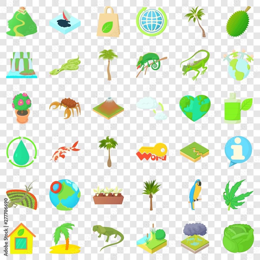 Leaf icons set. Cartoon style of 36 leaf vector icons for web for any design