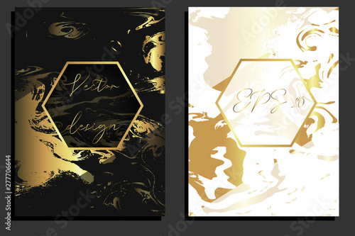 Golden marble - luxury template for posters, wedding invitations, postcards, business cards