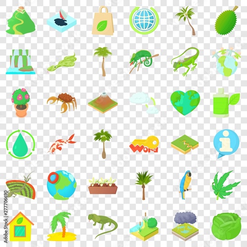 Leaf icons set. Cartoon style of 36 leaf vector icons for web for any design