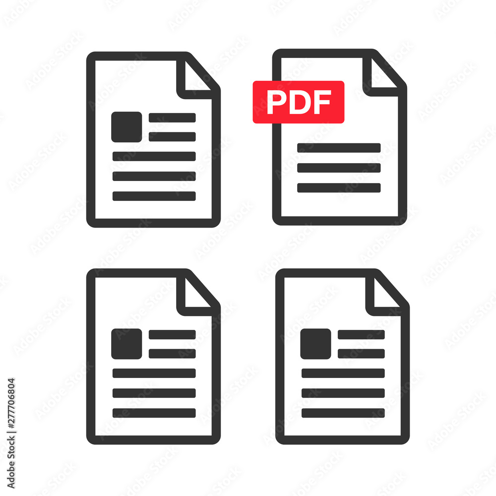 PDF File Icons. Document icon set. File Icons line style illustration PDF File Icons. Document icon set. File Icons line style illustration