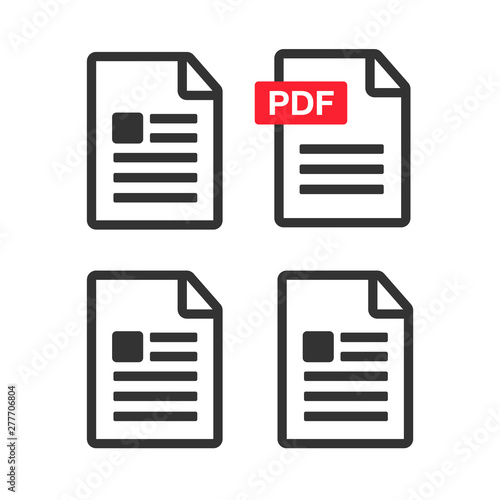 PDF File Icons. Document icon set. File Icons line style illustration