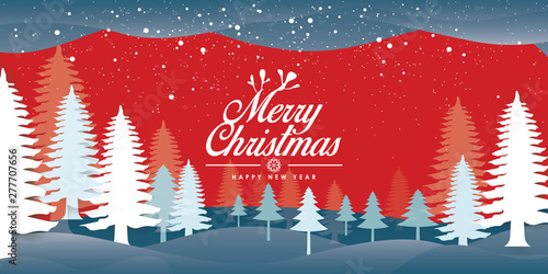 Christmas winter landscape flat design panorama