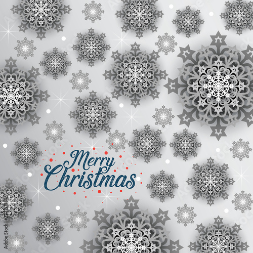 Abstract Christmas background with paper snowflakes