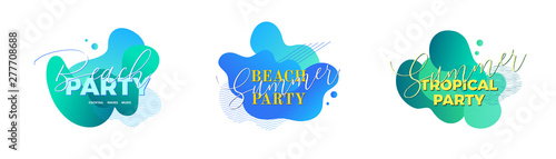 Summer party. Design templates with fluid shapes