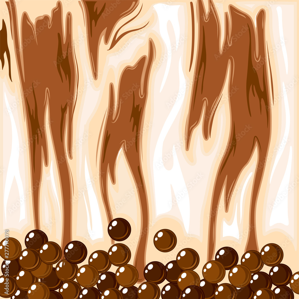 Vector of bubble tea in brown sugar milk tea for background Stock